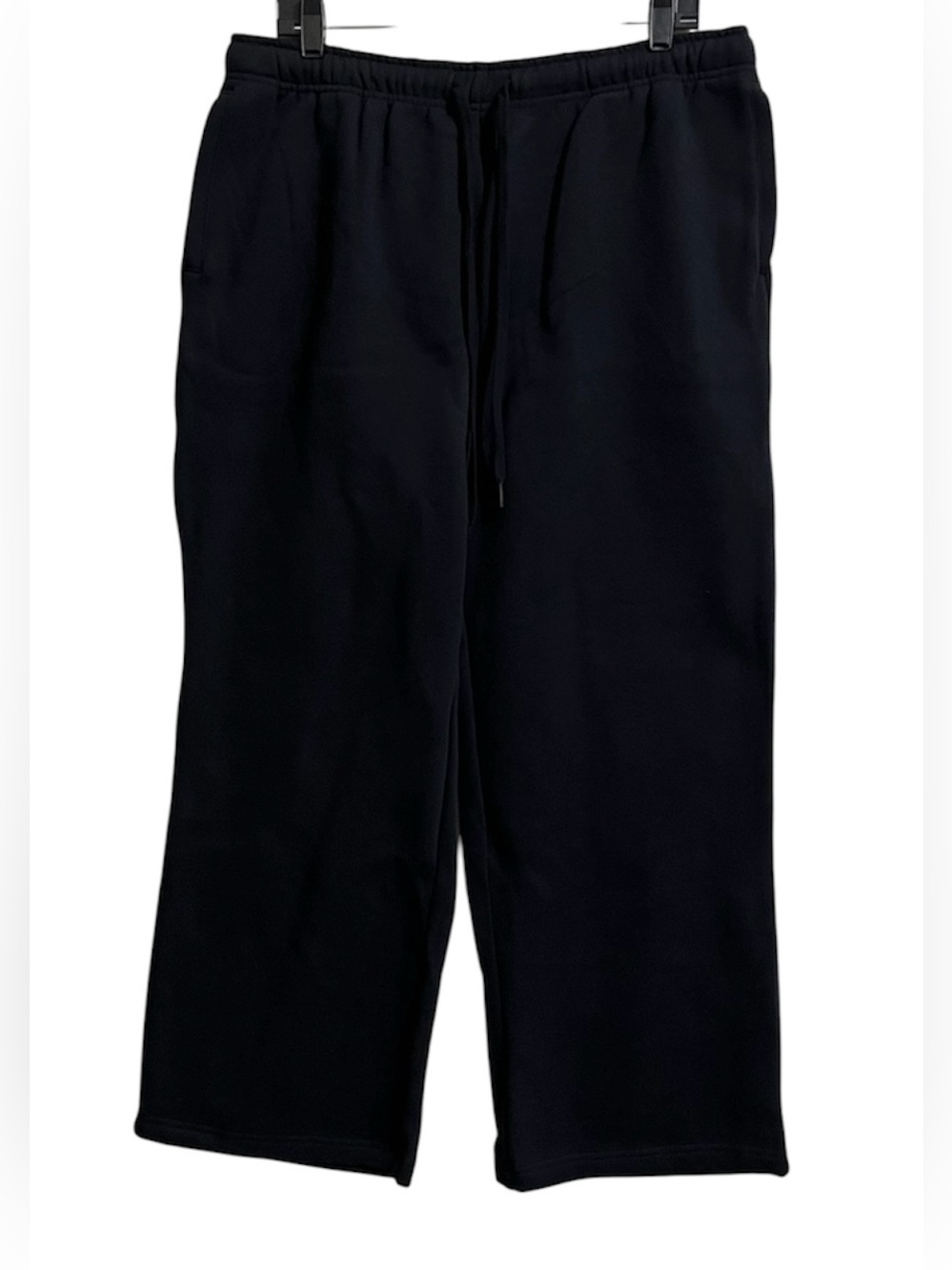 Lands' End Black Women's Fleece Sweatpants Joggers Size PETITE Large (14/16)